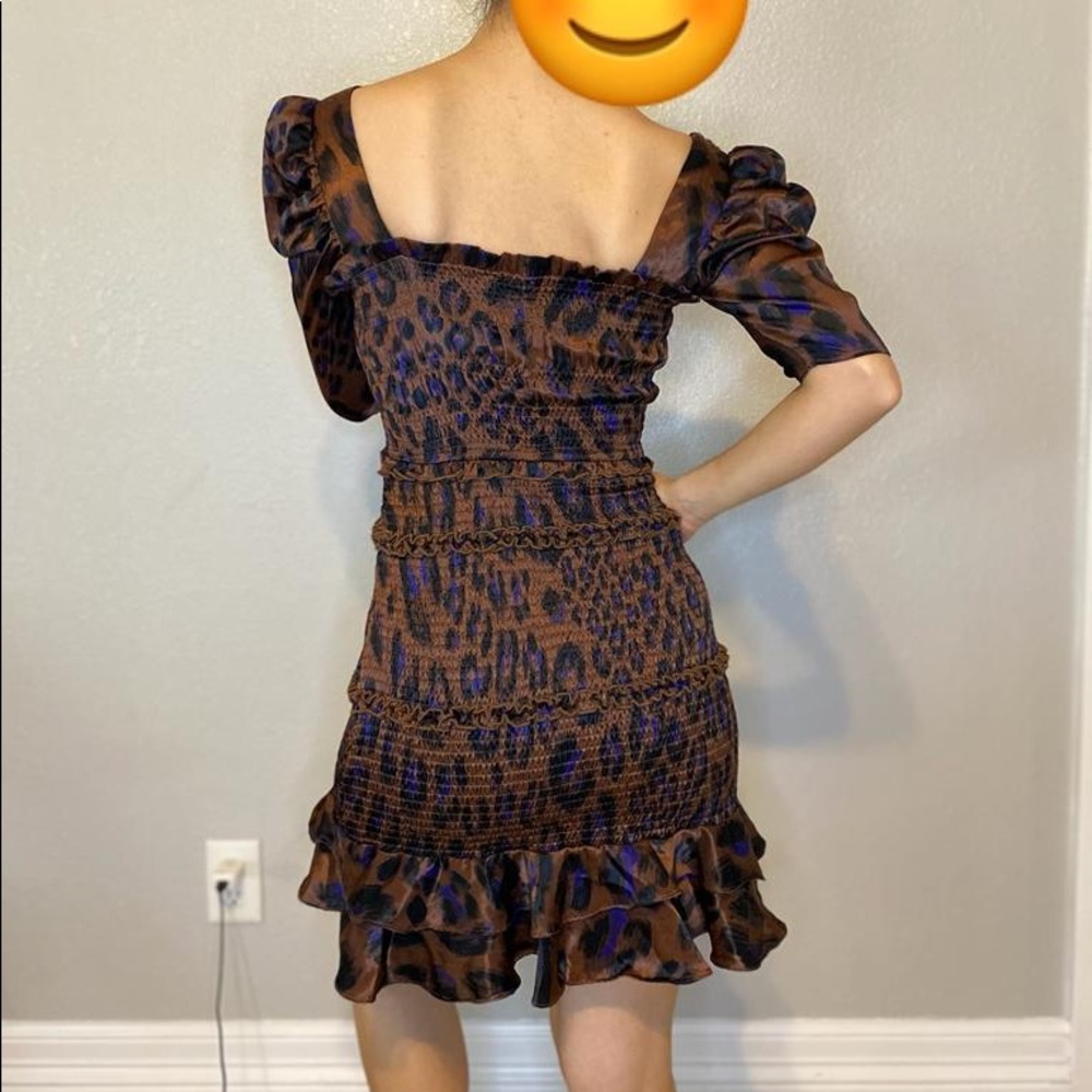 Karlie Smocked Ruffle Leopard Print Square Neck M… - image 3